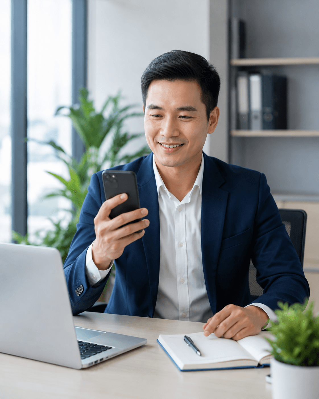 Nhân viên tín dụng nhận thông tin khách vay trên điện thoại